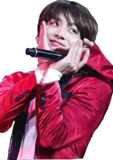 😏 beca476c Jungkook jungkook, kpop, ca sĩ, áo khoác đỏ, giải trí, biểu diễn telegram sticker