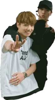 ✌ ee103c0e Stand Ala biểu tượng hòa bình, đàn ông, chân dung, tình bạn, kpop, selfie telegram sticker