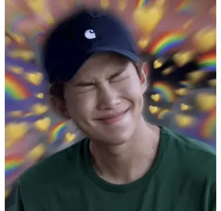 🐨 6fd294ae homme, joyeux, souriant, fossettes, coeurs, arc-en-ciel whatsapp sticker