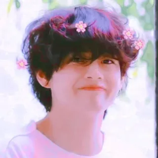 🌸 cbc7ea4c V kpop, chanteur, fleurs, portrait, idole, asiatique, célébrité, homme whatsapp sticker