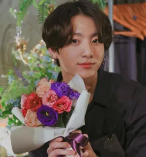 💐 6779cda4 Jungkook Jungkook, BTS, K-pop, flower bouquet, singer whatsapp sticker