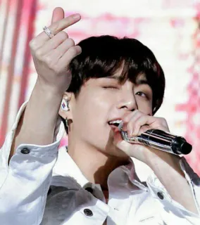 ❤️ deca8958 Jungkook kpop, jungkook, bts, singer, idol, finger heart, musician whatsapp sticker