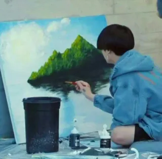 🧑‍🎨 f8769fbd painting, artist, landscape, art, mountains, reflection whatsapp sticker