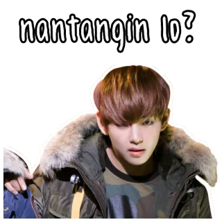 😏 ac4ab764 nantangin lo? Personne, Veste, Col fourrure, Coréen, Expression, Portrait telegram sticker