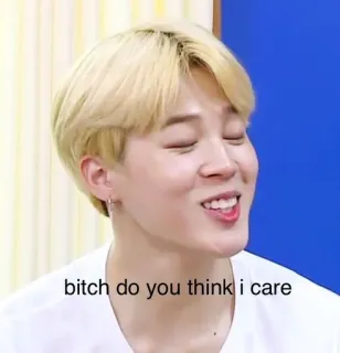 😏 40758957 bitch do you think i care Meme, Reaksi, Sikap, Sarkasme whatsapp sticker