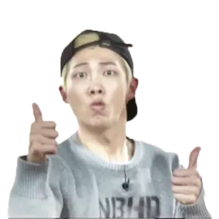 👍 196e4a5e ยกนิ้วโป้ง, เคป็อป, ผู้ชาย, คิดบวก, คน telegram sticker