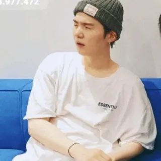 ✨ f8edad2a ESSENTIA 남자, 인물, 비니, 티셔츠, 필수, K팝 telegram sticker