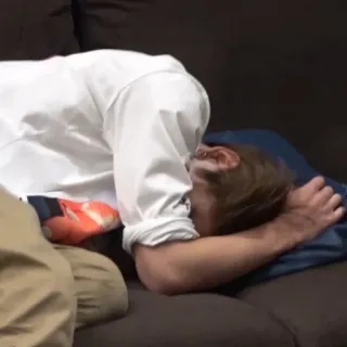 🦚 0bbcf341 pessoa, dormindo, sofá, cansado, descanso, soneca whatsapp sticker