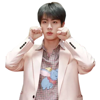 😢 e61c1ea4 Jin K-pop, cantor, masculino, asiático, pessoa, entretenimento, celebridade telegram sticker