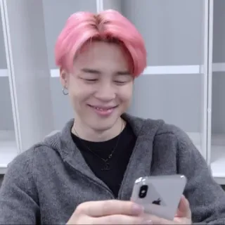 🐟 0e588fed Jimin kpop, bts, jimin, zanger, roze haar, idool, koreaans telegram sticker