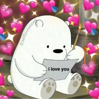 🐟 d20471c4 Ice Bear We Bare Bears i love you beer, cartoon, liefde, schattig, bericht, We Bare Bears telegram sticker