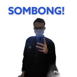 😎 34353926 SOMBONG! Selfie, Uomo, Occhiali, Maschera, arrogante telegram sticker