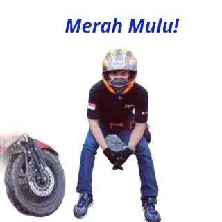 🥶 55033ea8 Merah Mulut motocicletta, casco, uomo, guida, veicolo telegram sticker