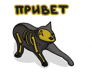 👋 9f727fb2 ПРИВЕТ 猫, 骸骨, ハロウィン, 挨拶, 動物 telegram sticker