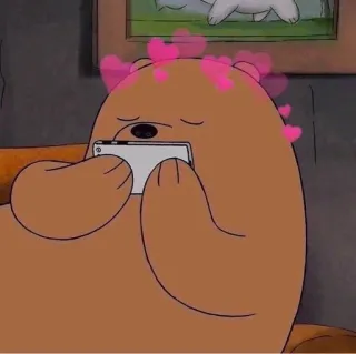 ▫️ 1a0b6b7e Grizzly Bear We Bare Bears 漫画, クマ, ハート, 愛, かわいい, 携帯電話, ゲーム telegram sticker