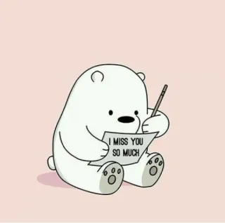 ❤️ a86c5446 I MISS YOU SO MUCH 漫画, ホッキョクグマ, 会いたい, 愛, 手紙, 可愛い, 文字 telegram sticker