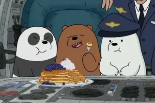 ▫️ d32e3600 Ice Bear We Bare Bears 漫画, クマ, パンケーキ, 食べ物, パイロット, かわいい telegram sticker