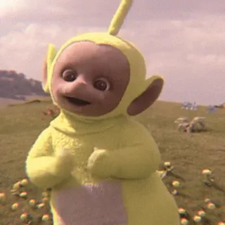 💭 9ac17a23 Laa-Laa Teletubbies 拉拉, 天线宝宝, 黄色, 卡通, 电视节目, 儿童节目 telegram sticker