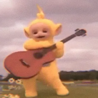 💭 edd052d5 Laa-Laa Teletubbies 拉拉, 天线宝宝, 黄色, 卡通, 吉他, 电视节目, 娱乐, 儿童 telegram sticker
