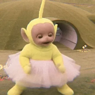 💭 fefd8c3d Laa-Laa Teletubbies 拉拉, 天线宝宝, 芭蕾舞裙, 黄色, 卡通 telegram sticker