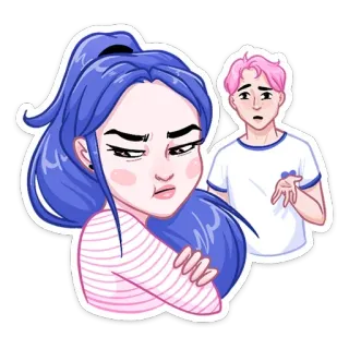 😠 37ab1517 mujer, hombre, relación, pareja, dibujo animado, sticker, molesto/a, frustrado/a telegram sticker