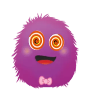 😵 0121fda6 carino, cartone animato, soffice, mostro, ipnotico, occhi, viola, fiocco telegram sticker