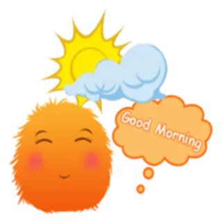 ☀️ 8657580c Good Morning sole, nuvola, buongiorno, saluto, arancione, felice telegram sticker