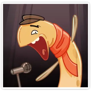 🎙 2881d1a7 cartone animato, verme, cantando, microfono, personaggio, sciarpa whatsapp sticker