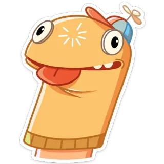 🤤 63ab5adc cartone animato, calzino burattino, sciocco, personaggio, divertente whatsapp sticker