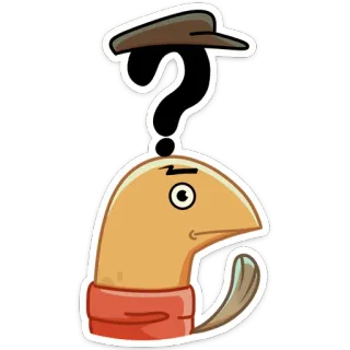 ❓ 9b435bab cartone animato, punto interrogativo, pensando, confuso, cappello, espressione, adesivo whatsapp sticker