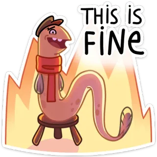 ☺️ d67dbee3 THIS IS FINE tutto bene, Meme, Cartone animato, Divertente, Umorismo, Meme di internet whatsapp sticker
