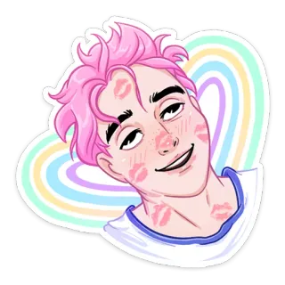 👄 7ad1d6c5 sticker, bacio, uomo, amore, arcobaleno, arte whatsapp sticker