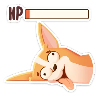 🤪 0c7834d3 HP 개, 코기, HP, 체력, 지침, 게임, 체력 부족 telegram sticker