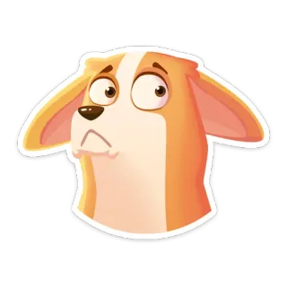 🙁 43b36437 개, 코기, 동물, 애완동물, 만화, 슬픈, 걱정 telegram sticker