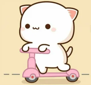 🛴 0479c30f кот, самокат, милый, кавай, розовый, животное telegram sticker