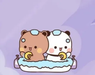 😍 2840f887 медведь, купание, милый, мультфильм, панда telegram sticker