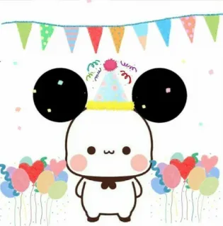 🎉 fc32487d мультфильм, животное, день рождения, шары, милый telegram sticker