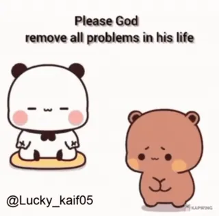 🤲 6dc49f74 Please God remove all problems in his life cartoon, cute, panda, bear, prayer, request telegram sticker