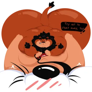 🦁 9505e618 Try not to float away, tot! лев, животное, мультик, милый, плавающий telegram sticker