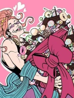 🌟 411ebf38 Anime, Đồ ngọt, Kẹo, Kính, Tóc hồng telegram sticker