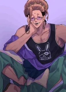 🌟 f3364e3a USA-CHAN thỏ, kính, áo ba lỗ, phim hoạt hình telegram sticker