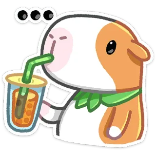 🍹 2b6d1c97 marmut, hewan, imut, minuman, kartun, bubble tea, kawaii whatsapp sticker