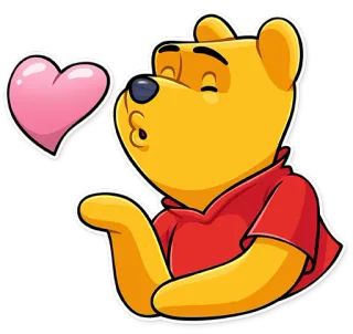 😘 2416d1e9 Winnie the Pooh Winnie the Pooh, hati, cinta, ciuman, kartun, imut telegram sticker