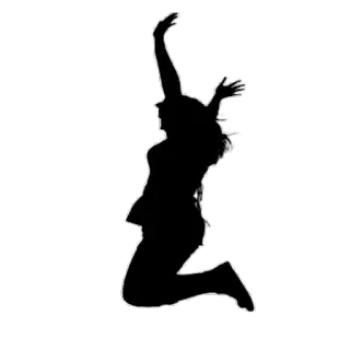 😩 88b47359 woman, silhouette, jumping, celebration, joy, happiness telegram sticker