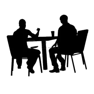 🥺 c8045716 silhouette, table, chairs, people, drinking, conversation telegram sticker