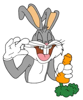 😂 1b28dae7 Bugs Bunny การ์ตูน, กระต่าย, กระต่าย, แครอท, ลูนีย์ตูนส์ telegram sticker
