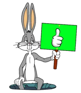 👍 901d0395 Bugs Bunny การ์ตูน, ยกนิ้วโป้ง, ป้าย, กระต่าย telegram sticker