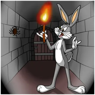 🔥 93a2b6c0 Bugs Bunny การ์ตูน, กระต่าย, คบเพลิง, อุโมงค์, ปราสาท telegram sticker