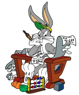 🧮 efd1a36c Bugs Bunny การ์ตูน, กระต่าย, คณิตศาสตร์, โรงเรียน, การศึกษา telegram sticker