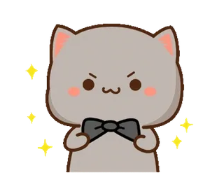 ✨ 18b4eda9 gato, animal, lindo, kawaii, corbatín, pegatina, dibujo animado telegram sticker